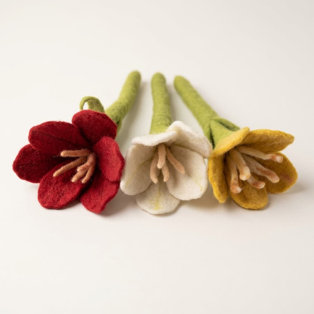 Handcrafted Felt Lily Stems - Handmade Felt Product from Nepal