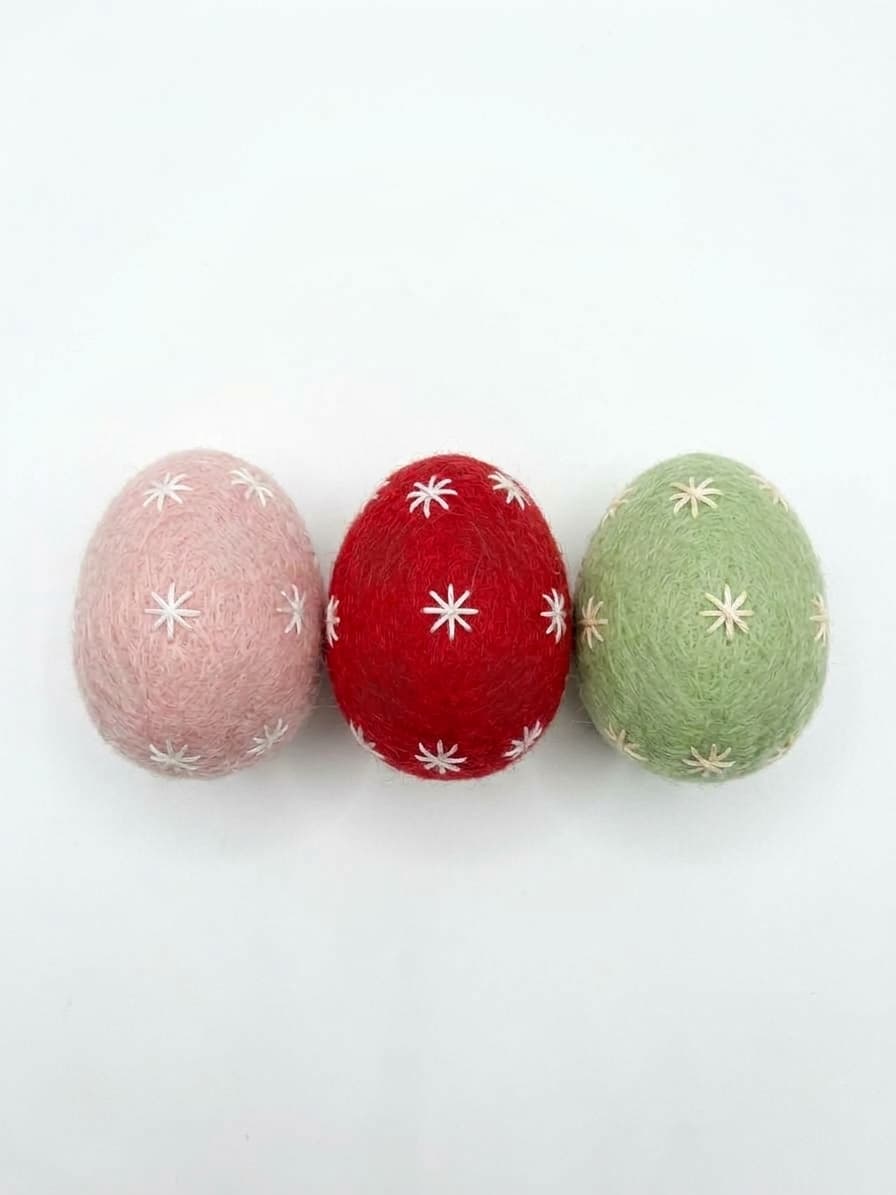 Handcrafted Felt Embroidered Easter Egg - Handmade Felt Product from Nepal