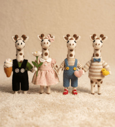 Hand-Dressed Felt Giraffe