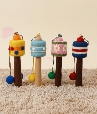 Felt Prayer Wheel Keyring - "Om Mani" Inspired Charm