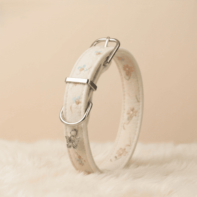 Spring Meadow Embroidered Felt Collar with Butter Charm