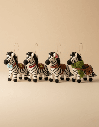 Savannah Stripe hand-Felted Zebra Hanging Ornament