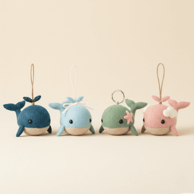 Hand-Felted Whale Charm