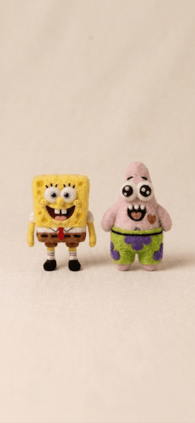 Underwater Besties – Hand-Felted Sponge & Starfish Miniature Set