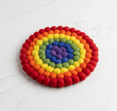 Wool Felt Ball Table Trivet & Dish Mat