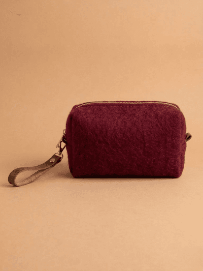 Classic Felt Utility Pouch with Leather Wristlet