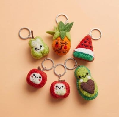 Whimsical Felt Fruit Keychain