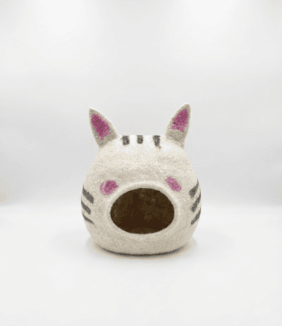 Handmade Felt Zebra Cat Cave Bed