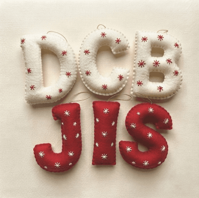 Star-Embroidered Wool Felt Alphabet Ornaments