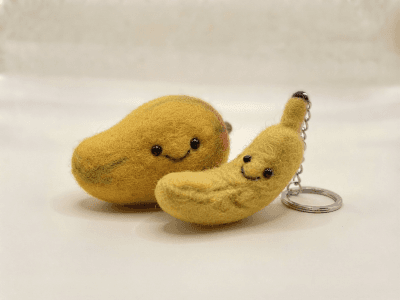 Felt Tropical Fruit Keychains (Mango & Banana)