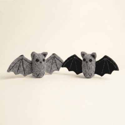 Handmade Wool Felt Bat Figurines (Halloween Decor Set)