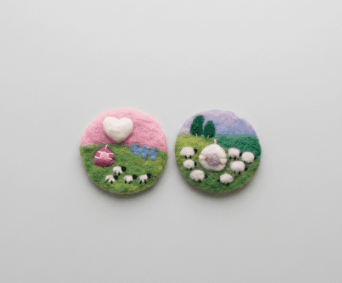 Felt Coaster Sheep or Heart Sky Design