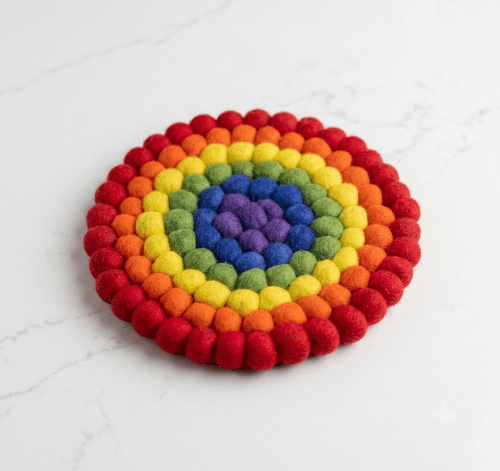 Wool Felt Ball Table Trivet & Dish Mat