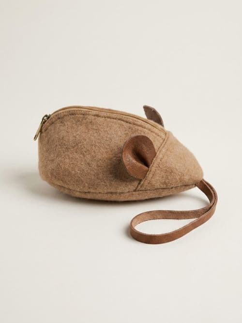 Felt Mouse Pouch with Leather Details
