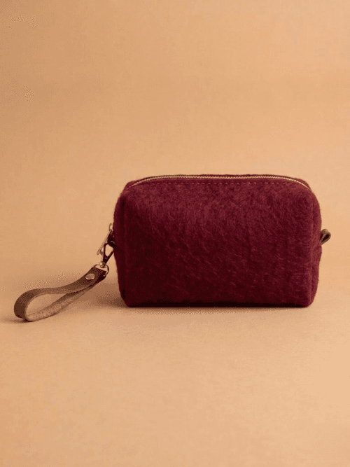 Classic Felt Utility Pouch with Leather Wristlet