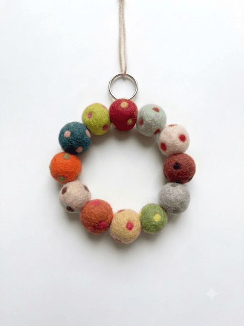 Mini Polka Dot Felt Ball Wreath Ornament
