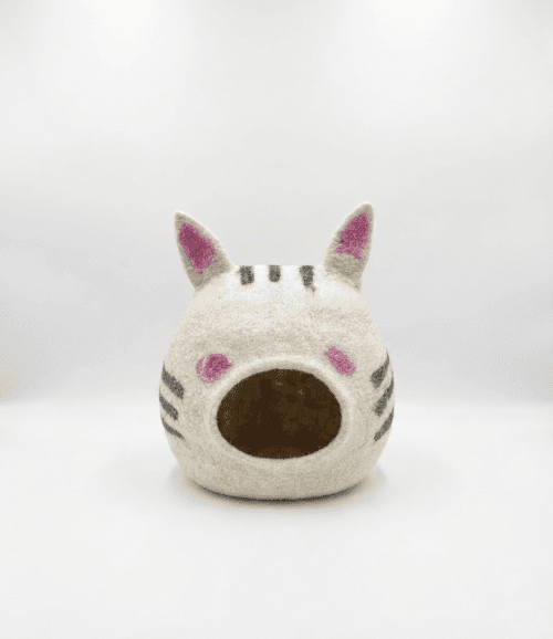 Handmade Felt Zebra Cat Cave Bed