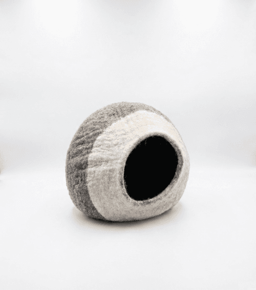 Minimalist Two-Tone Handmade Felt Cat Cave