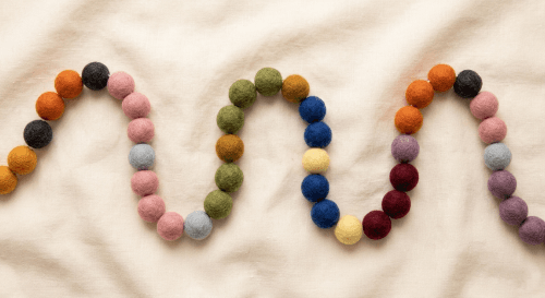 Handmade Rainbow Wool Felt Ball Garland