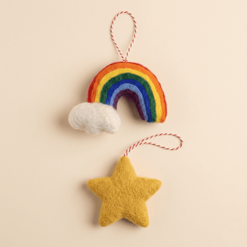 Felt Rainbow and Star Hanging Ornaments