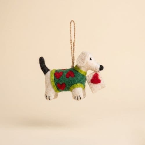 Puppy with Love Letter Hanging Ornament