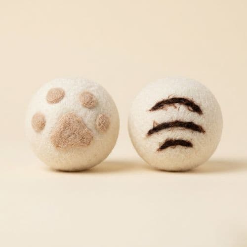 Felt Paw and Tiger Stripe Reversible Cat Toy Ball