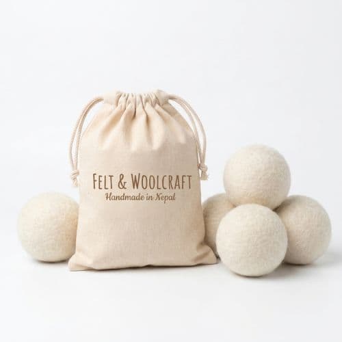 Felt Dryer Balls Set with Storage Pouch (6 Pieces)