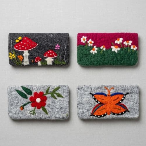 Handcrafted Needle-Felted Wool Nature Purses