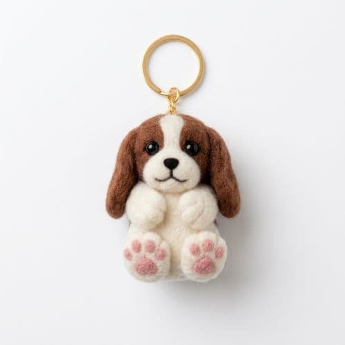 Felted Puppy Keychain