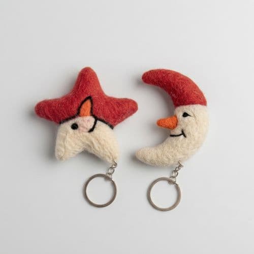 Felt Celestial Star & Moon Keychain
