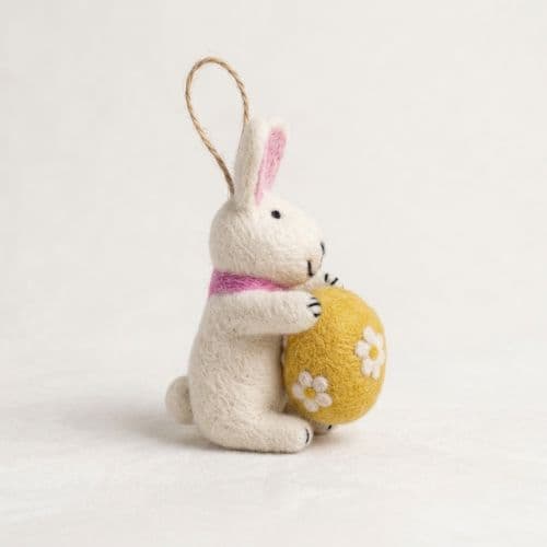Easter Felt Bunny with Egg Hanging Ornament